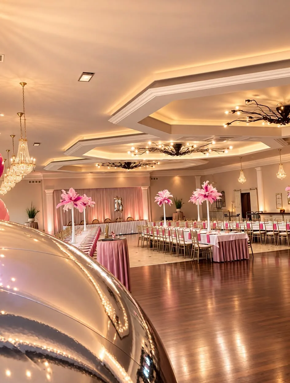 Elegancka sala przygotowana do wydarzenia